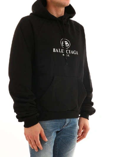 Balenciaga Bb Mode Logo-print Cotton Hooded Sweatshirt In Black | ModeSens