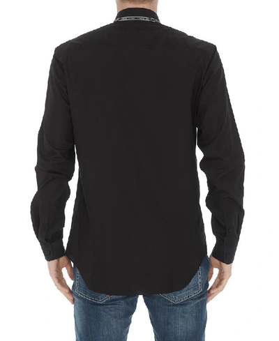 Shop Versace Logo Collar Shirt In Black