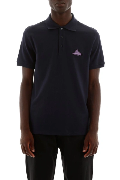 Shop Valentino Ufo Patch Polo Shirt In Navy