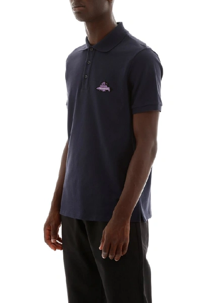 Shop Valentino Ufo Patch Polo Shirt In Navy