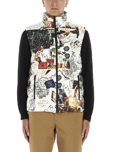 Shop Fendi Karl Kollage Graphic Print Quilted Gilet In Multi