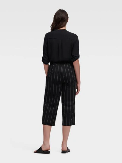 Shop Donna Karan Cropped Pinstripe Pant In Black And White
