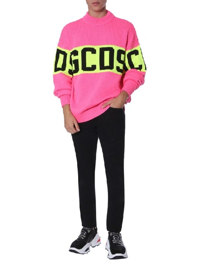 Shop Gcds Logo Intarsia Pullover In Pink