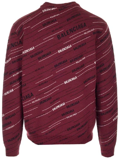 Shop Balenciaga Diagonal Logo Sweater In Red