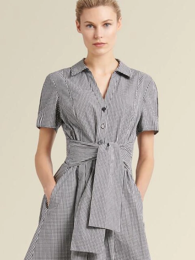 Shop Donna Karan Tie-front Shirt Dress In Indigo/white