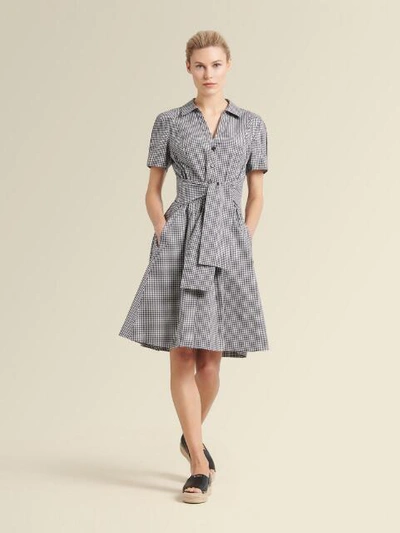 Shop Donna Karan Tie-front Shirt Dress In Indigo/white