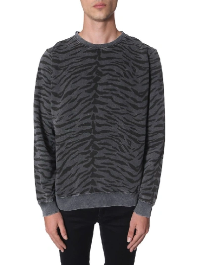 Shop Saint Laurent Zebra Print Sweater In Grey