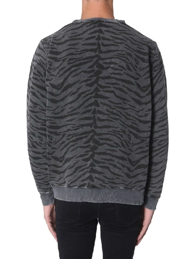Shop Saint Laurent Zebra Print Sweater In Grey