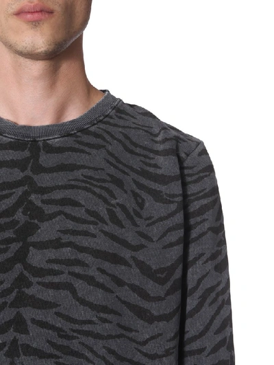 Shop Saint Laurent Zebra Print Sweater In Grey