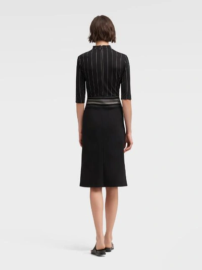 Shop Donna Karan Dkny Women's Striped Mock-neck Dress - In Black Combo