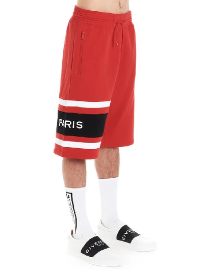 Shop Givenchy Logo Track Shorts In Red