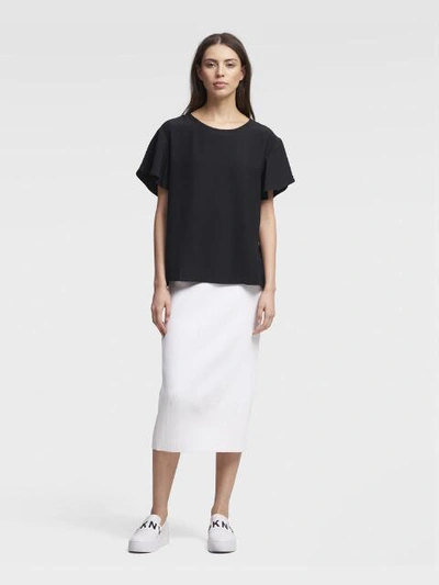 Shop Donna Karan Dkny Women's Ruffle-sleeve Top - In White
