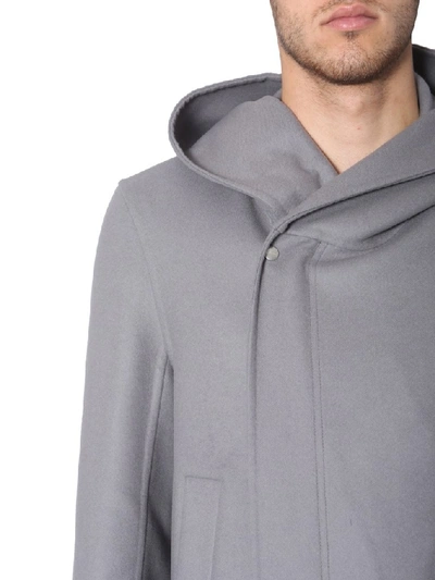 Shop Rick Owens Slab Hooded Coat In Grey