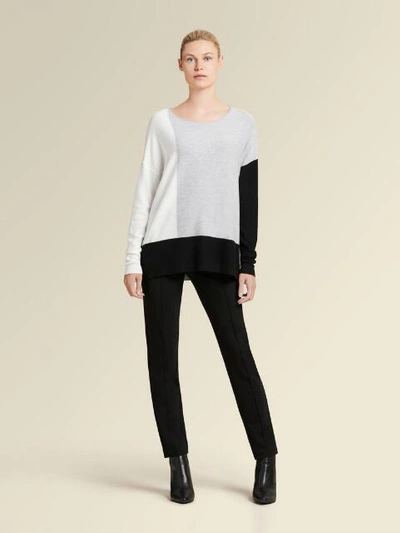 Shop Donna Karan Women's Boat-neck Colorblock Sweater - In Camel/black