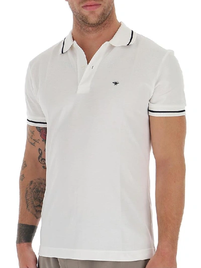 Shop Dior Homme Bee Embroidered Polo Shirt In White