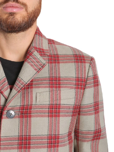 Shop Valentino X Jamie Reid Patchwork Tartan Coat In Beige