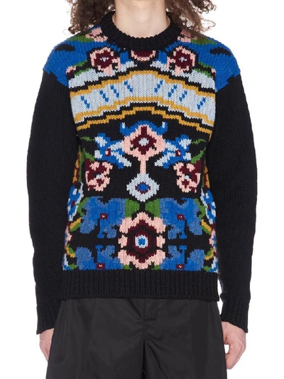 Shop Prada Knitted Jumper In Black