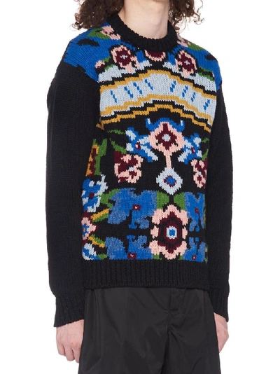 Shop Prada Knitted Sweater In Black