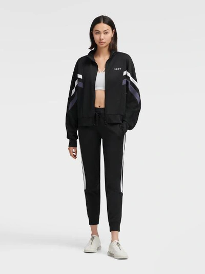 Shop Donna Karan Dkny Women's Color Block Track Jacket - In Black