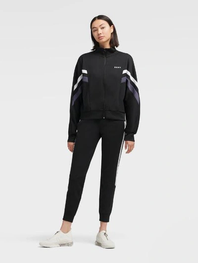 Shop Donna Karan Dkny Women's Color Block Track Jacket - In Black