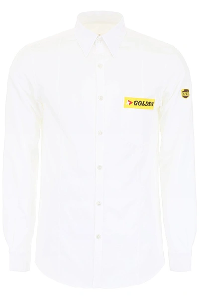 Shop Golden Goose Deluxe Brand Embroidered Logo Patch Shirt In White