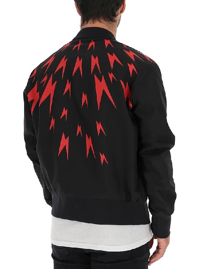 Shop Neil Barrett Lightning Printed Bomber Jacket In Black