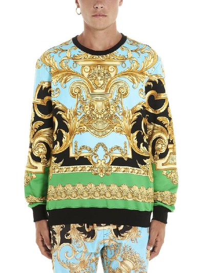 Shop Versace Baroque Print Sweater In Multi