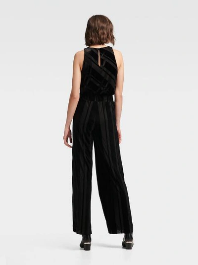 Shop Donna Karan Dkny Women's Striped Velour Wide-leg Pant - In Black