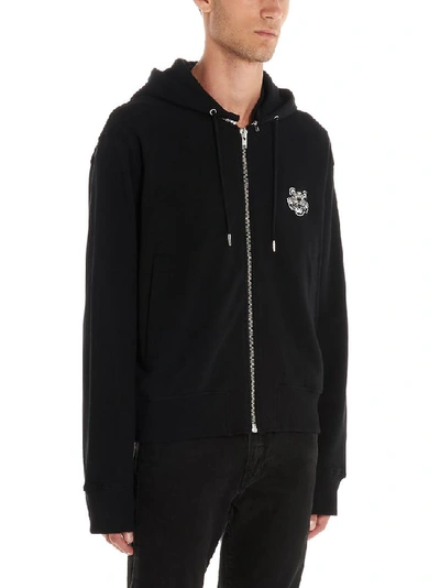 Shop Kenzo Tiger Embroidered Hooded Jacket In Black