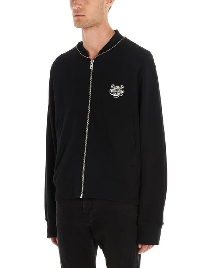 Shop Kenzo Tiger Embroidered Hooded Jacket In Black