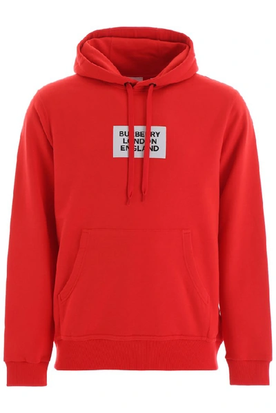 Shop Burberry Farrows Logo Hoodie In Red