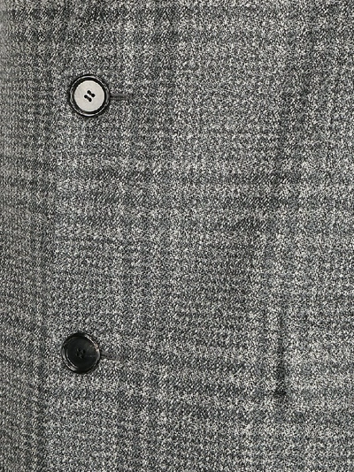 Shop Lanvin Check Pattern Coat In Grey