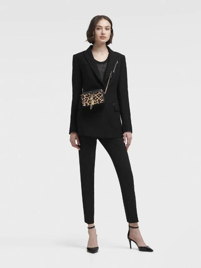 Shop Donna Karan Dkny Women's Blazer With Faux Leather Trim - In Black