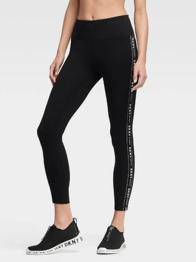 Shop Donna Karan Dkny Women's High-waisted Logo Legging - In Black And White