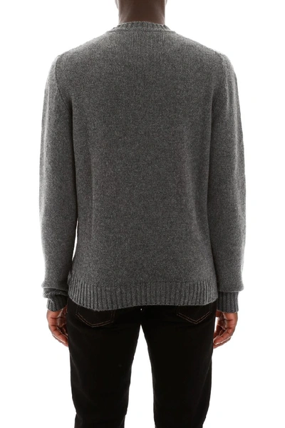 Shop Fendi Karligraphy Logo Crew Neck Sweater In Grey