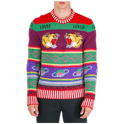 Shop Gucci Knitted Crewneck Sweater In Multi
