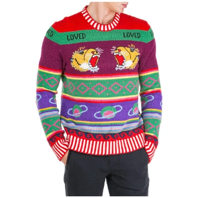 Shop Gucci Knitted Crewneck Sweater In Multi