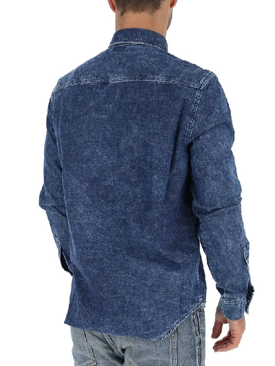 Shop Givenchy Side Band Denim Shirt In Blue