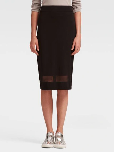 Shop Donna Karan Dkny Women's Stretch Midi Skirt With Mesh Detail - In Black