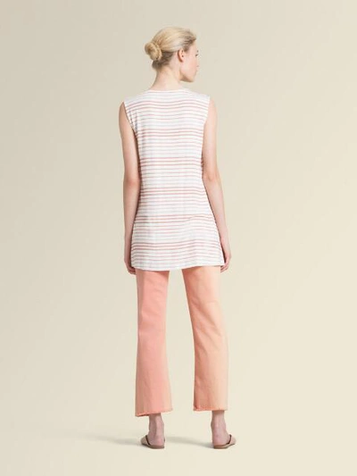 Shop Donna Karan Women's Striped Jersey Top With Ruffle - In Peach