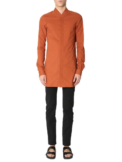 Shop Rick Owens Fitted Buttoned Shirt In Brown