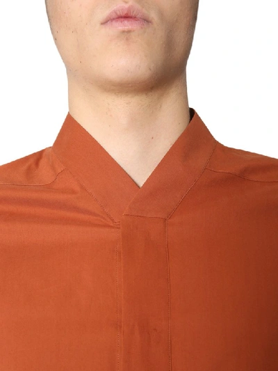 Shop Rick Owens Fitted Buttoned Shirt In Brown