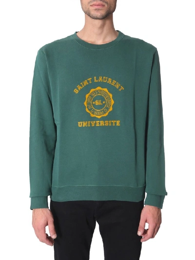 Shop Saint Laurent University Sweatshirt In Green