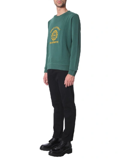 Shop Saint Laurent University Sweatshirt In Green