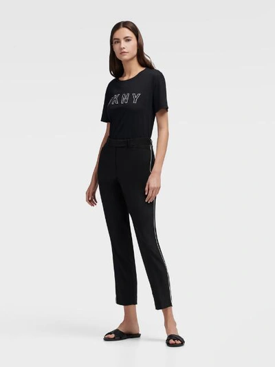 Shop Donna Karan Dkny Women's Cropped Pant With Piping - In Black Combo