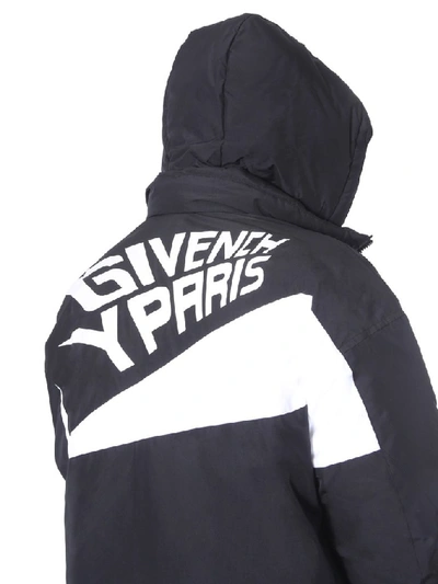 Shop Givenchy Graphic Logo Print Padded Coat In Black