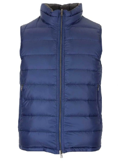 Shop Herno Reversible Zipped Puffer Vest In Blue