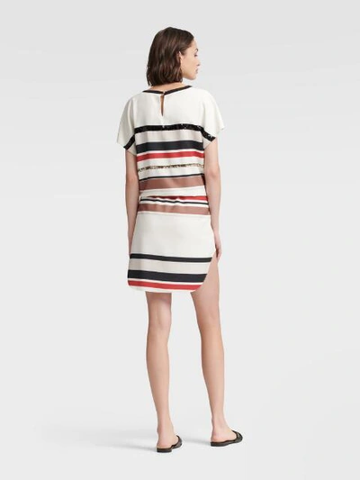 Shop Donna Karan Striped Tie-front Dress In Ivory
