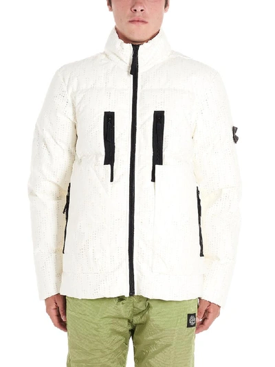 Stone Island Shadow Project Lasered Poly-hide 2l Puffer Jacket In White,black  | ModeSens
