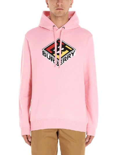 Shop Burberry Logo Graphic Print Drawstring Hoodie In Pink